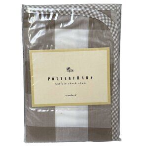 POTTERY BARN Buffalo Check Sham Beige Cotton One Pillowcase NWT